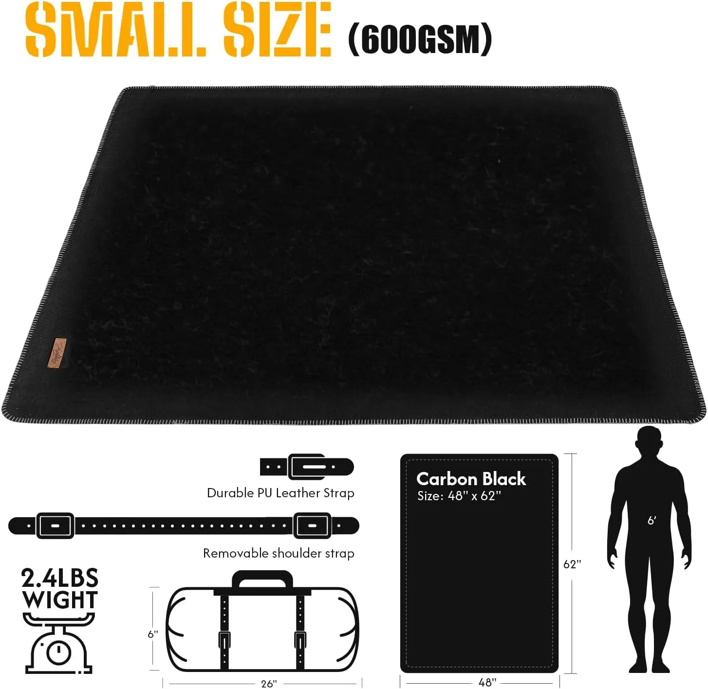 100% Wool Blanket, 48" x 62", Warm, Thick, Washable, Military Wool Blanket, Great for Camping, Outdoors, Sporting Events, Survival Kits Blackness Blanket