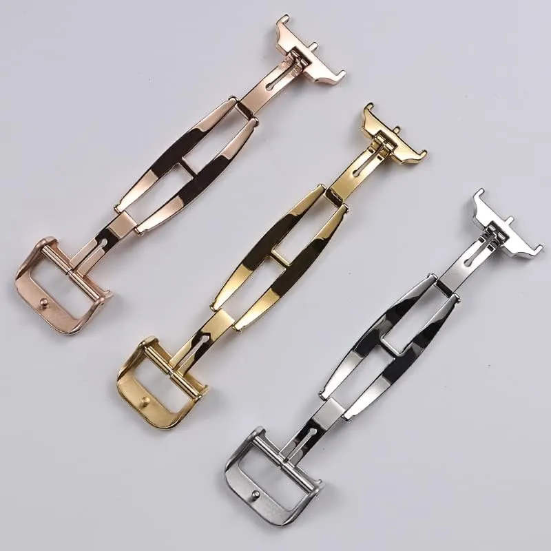 16 18mm Polished Silver Gold Rose-Gold Solid Stainless Steel Folding Clasp for Jaeger-LeCoultre Deployment Buckle (Color : Silver, Size : 16mm)