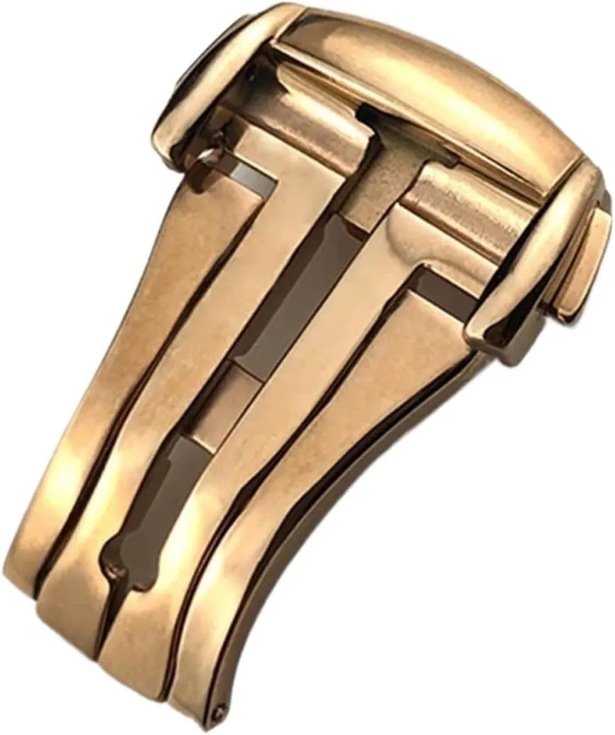 18mm 20mm Pointed Deployment Watch Buckle For Omega Rubber Leather Strap Black Rose Gold Stainless Steel Butterfly Clasp