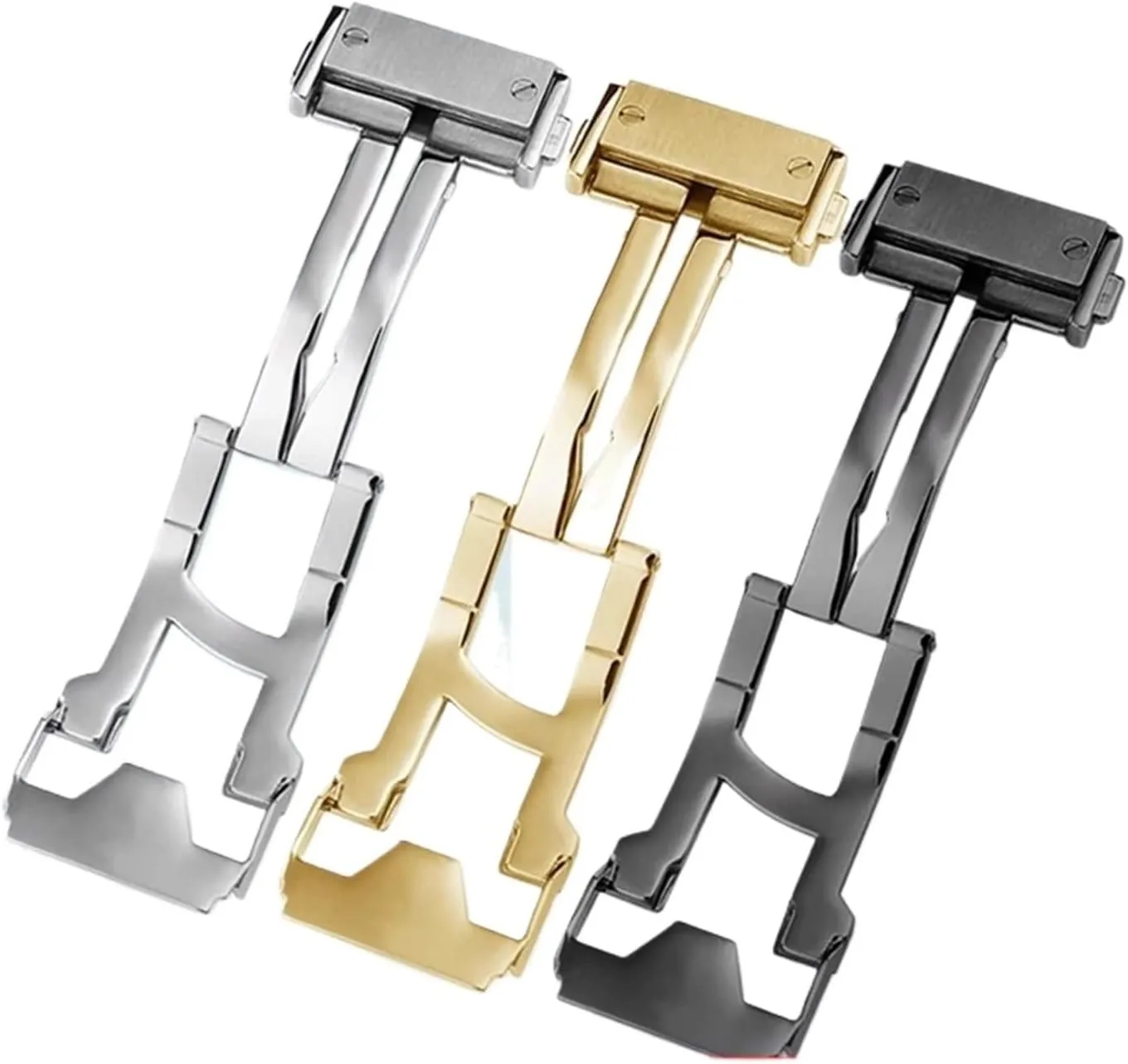 18mm 22mm watch folding buckle Fit For HUBLOT BIG BAND silver rose gold black soild stainless steel metal men watch strap Clasp tool