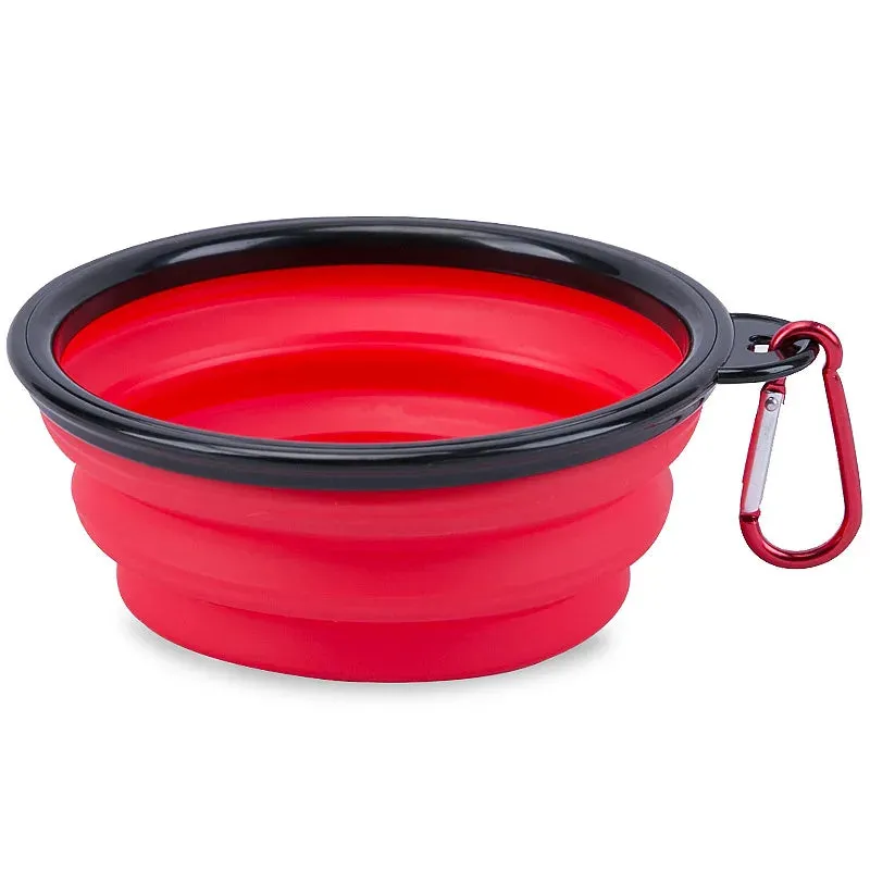 2 IN 1 Dog Travel Water Bottle Collapsible  Pet Food Container with Collapse Outdoor Double Used Bowls for Outdoor