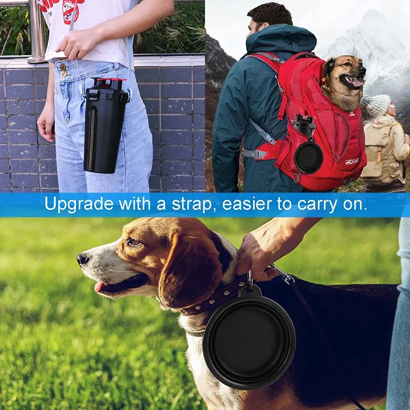 2 IN 1 Dog Travel Water Bottle Collapsible  Pet Food Container with Collapse Outdoor Double Used Bowls for Outdoor