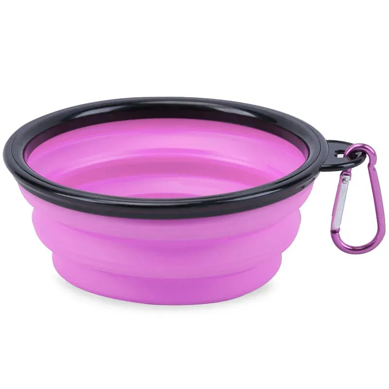 2 IN 1 Dog Travel Water Bottle Collapsible  Pet Food Container with Collapse Outdoor Double Used Bowls for Outdoor
