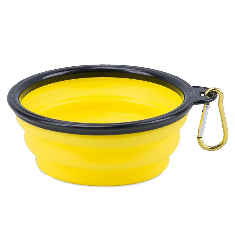 2 IN 1 Dog Travel Water Bottle Collapsible  Pet Food Container with Collapse Outdoor Double Used Bowls for Outdoor