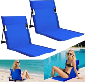 2 Pack Foldable Poolside Chairs for Edge of Pool, Portable Lightweight Folding Pool Chairs and Lounges for Poolside, Outdoor Camping, Picnic, Beach, Travel with Back Support & Carry Bag (Blue)