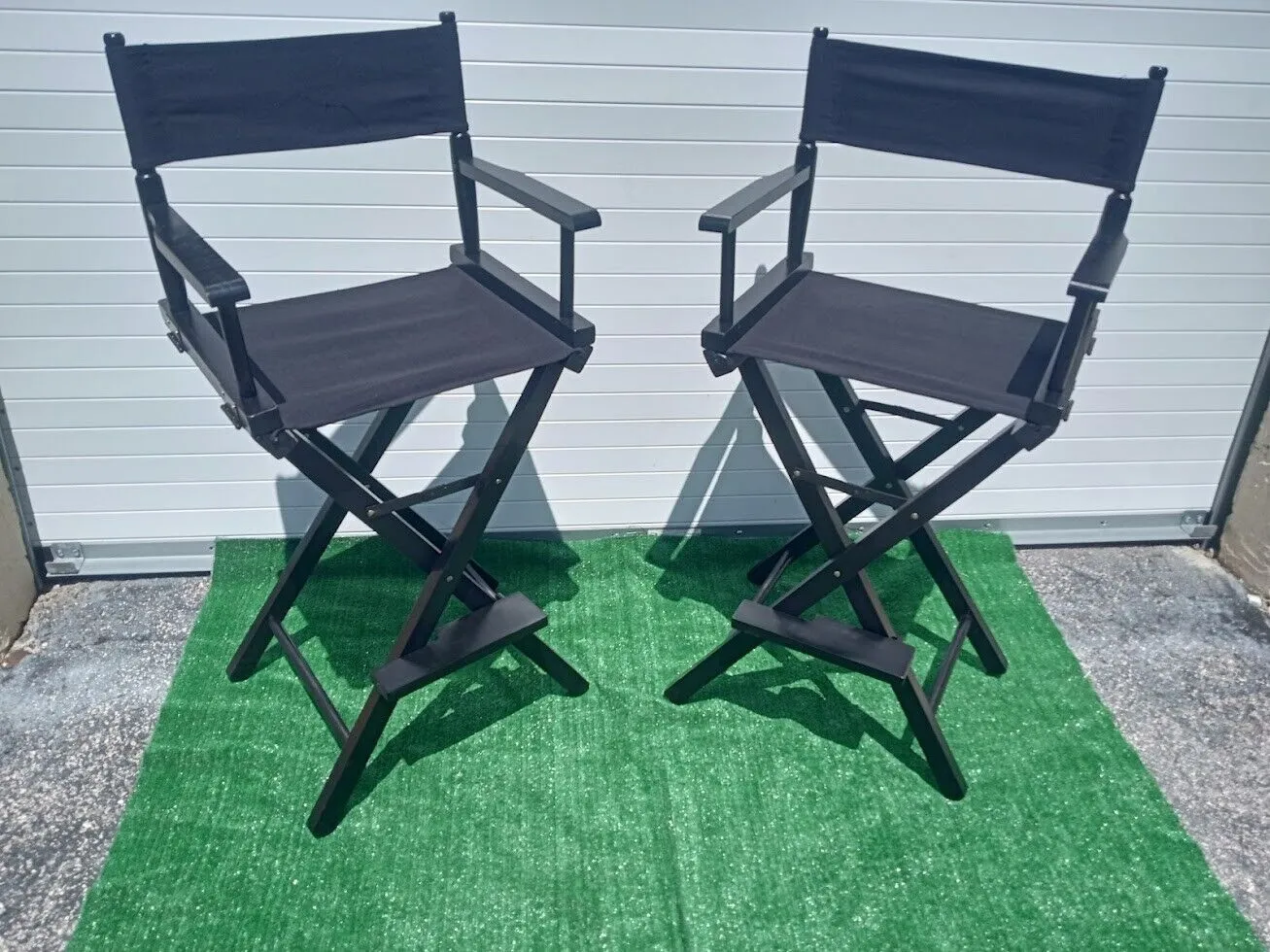 2 Pack of Hard Wood Folding Directors Chairs 30" Tall Bar Height