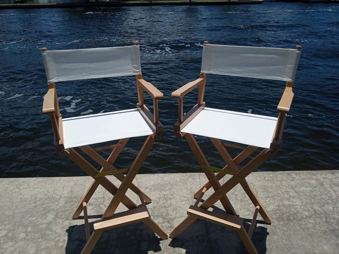 2 Pack of Hard Wood Folding Directors Chairs 30" Tall Bar Height