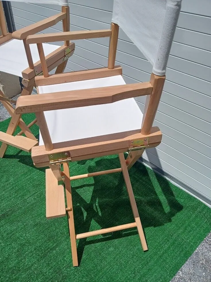 2 Pack of Hard Wood Folding Directors Chairs 30" Tall Bar Height