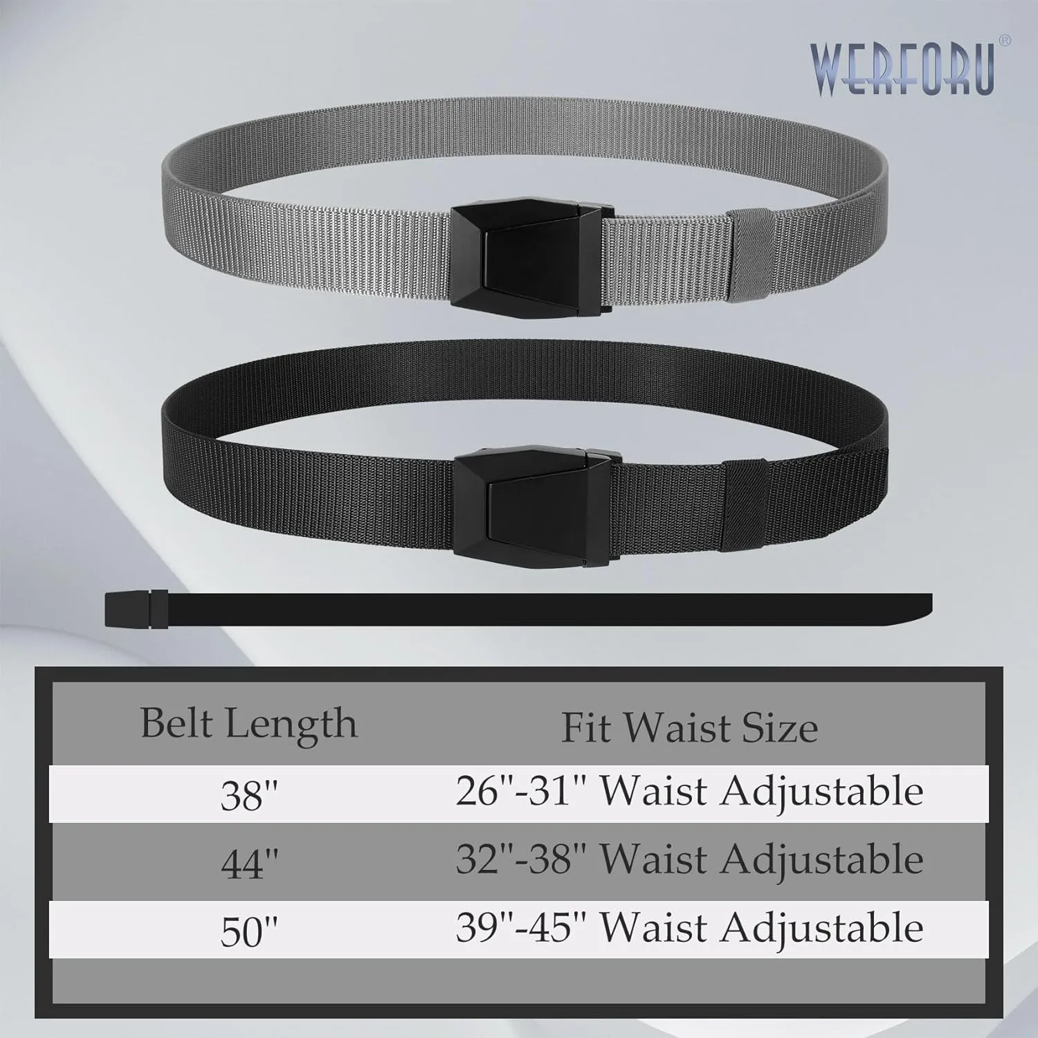 2 Pack WERFORU Tactical Nylon Belt for Men - Nylon Web Belt with Quick Release Metal Buckles