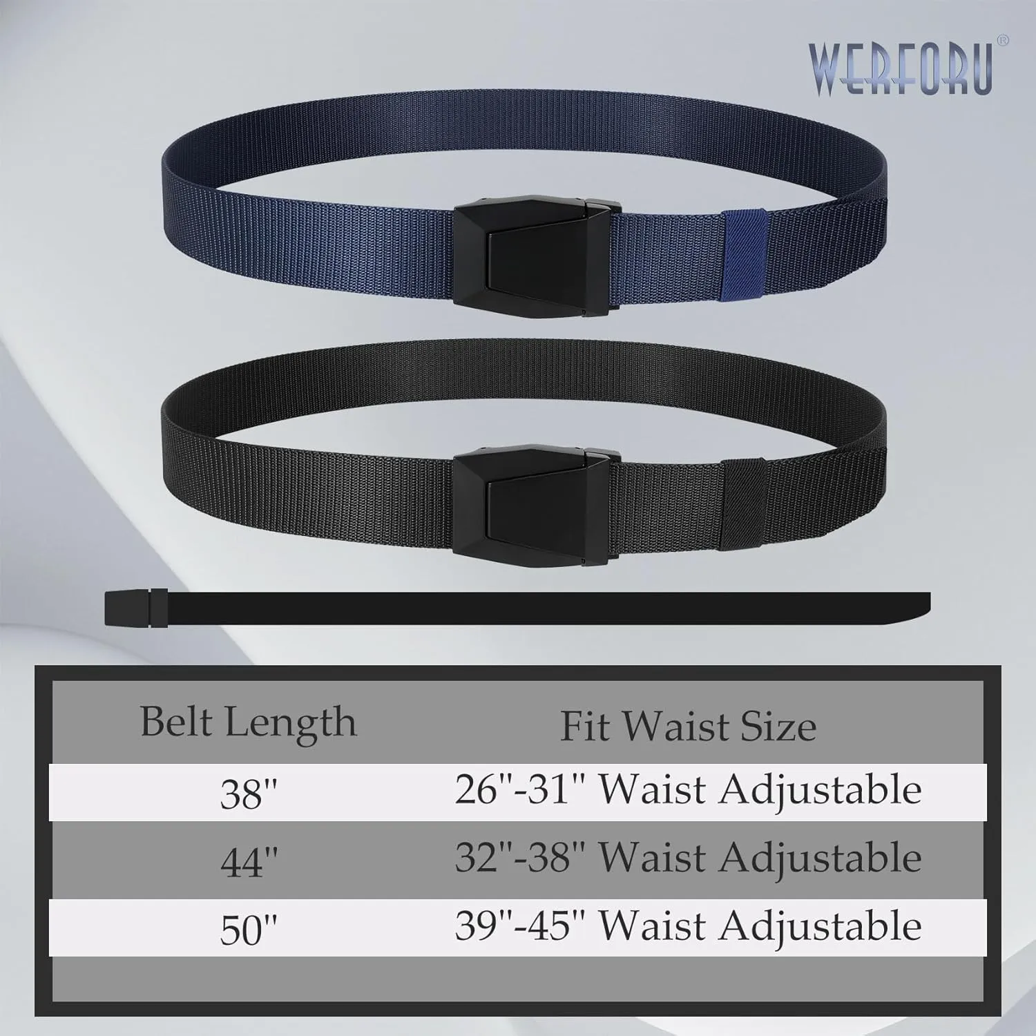 2 Pack WERFORU Tactical Nylon Belt for Men - Nylon Web Belt with Quick Release Metal Buckles