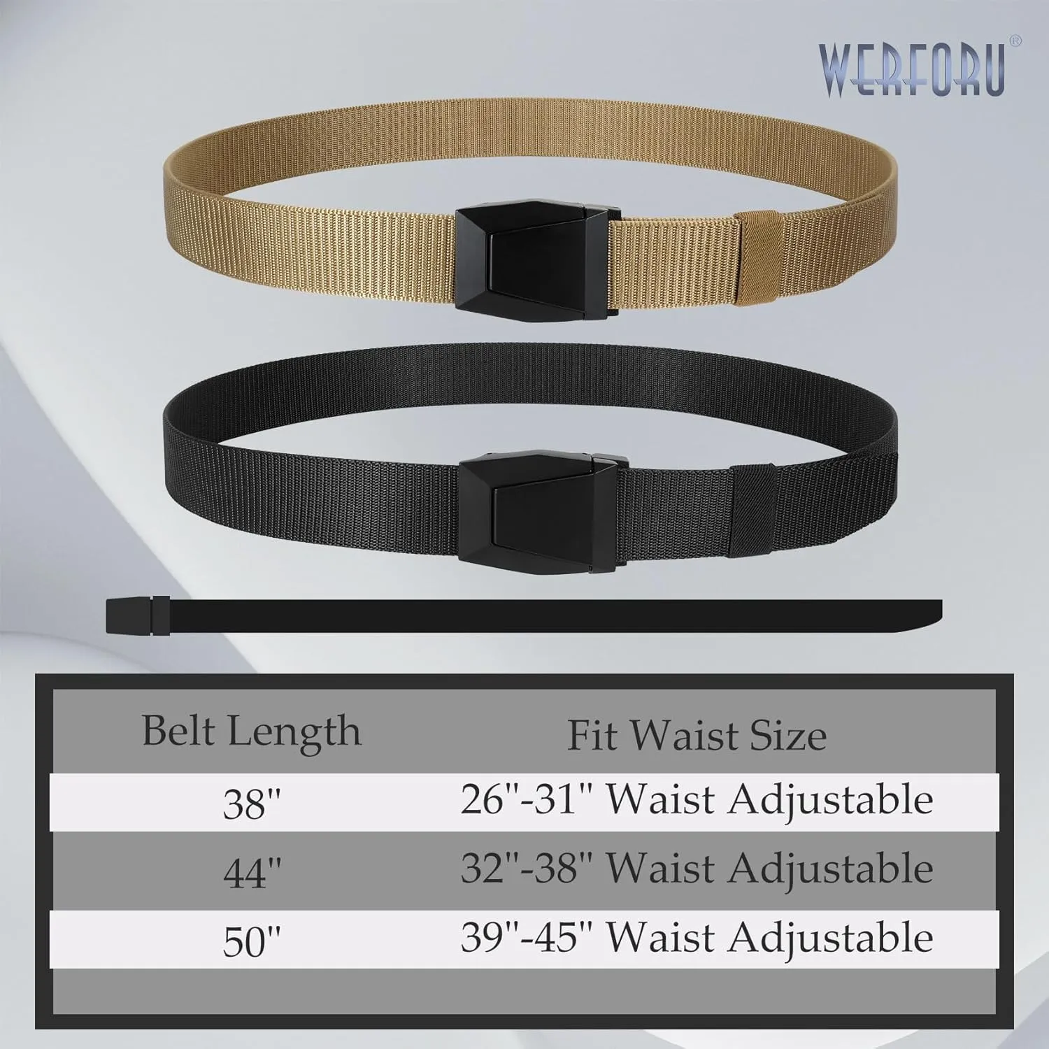 2 Pack WERFORU Tactical Nylon Belt for Men - Nylon Web Belt with Quick Release Metal Buckles