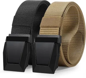 2 Pack WERFORU Tactical Nylon Belt for Men - Nylon Web Belt with Quick Release Metal Buckles