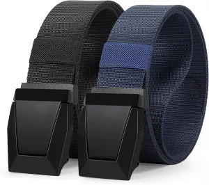 2 Pack WERFORU Tactical Nylon Belt for Men - Nylon Web Belt with Quick Release Metal Buckles