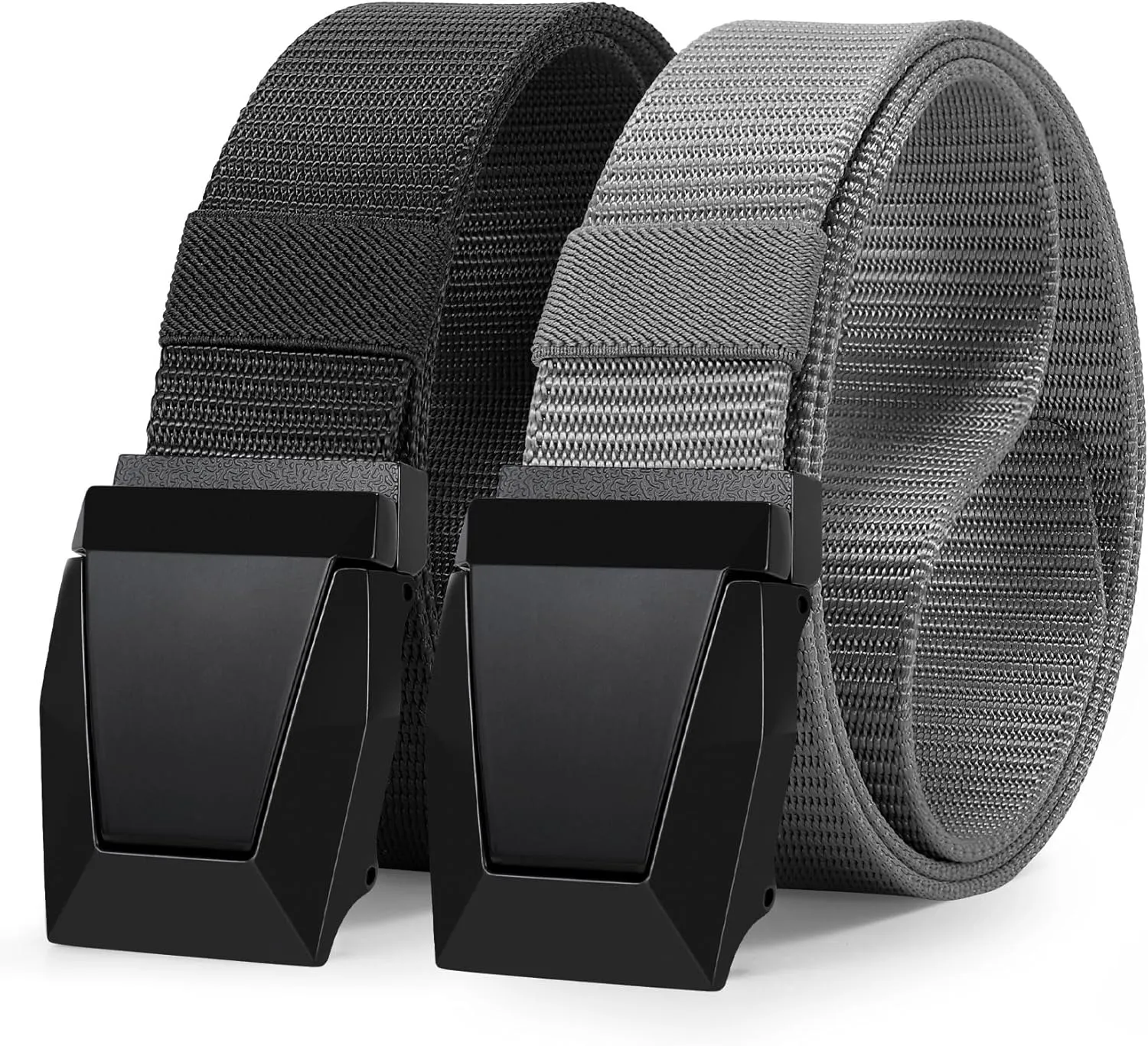 2 Pack WERFORU Tactical Nylon Belt for Men - Nylon Web Belt with Quick Release Metal Buckles