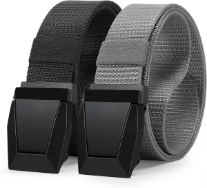 2 Pack WERFORU Tactical Nylon Belt for Men - Nylon Web Belt with Quick Release Metal Buckles
