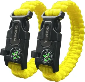 2 PCS Parachute Rope Camping kit Outdoor Wild Emergency kit Compass Whistle Flintstone Rope Knife Field Survival Tool Yellow