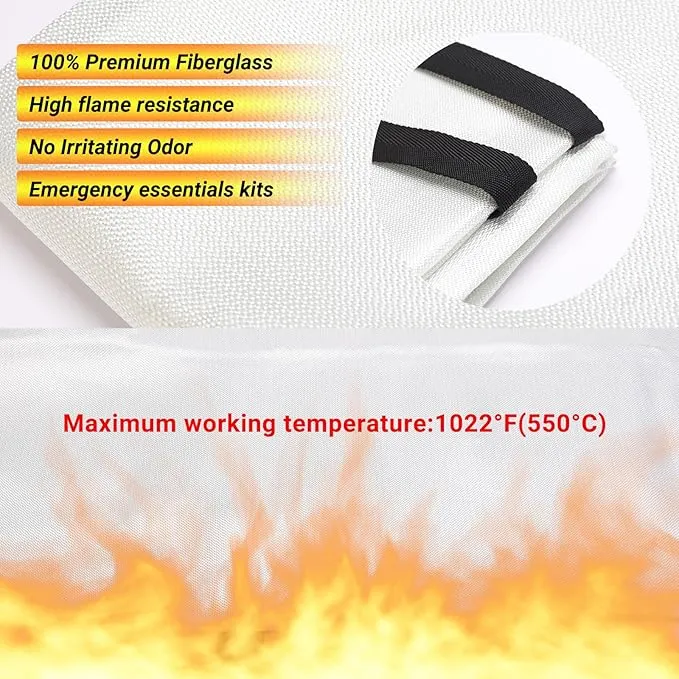 2024 Heavy-Duty Emergency Fire Blanket for Home and Kitchen - 40” x 40” Fiberglass Fire Blanket - Class K Fire Blanket for Home,Kitchen,Grill,Car (2PACK)