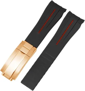 20mm Rubber Silicone Watchband Sports Diving Watch Strap Folding Buckle Men And Women Universal