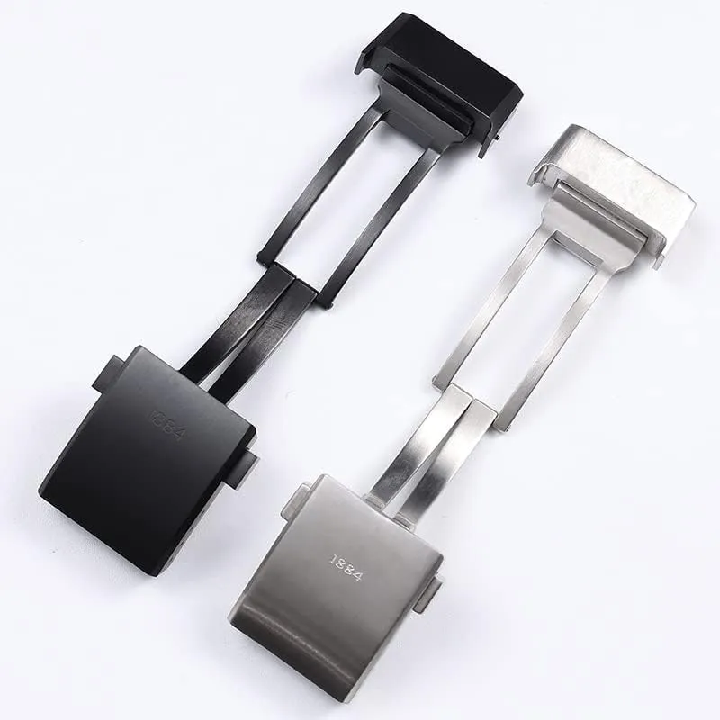 20mm Silver Black Solid Stainless Steel Deployment Clasp for Breitling Watchband Matt Frosted Metal Buckle (Color : Matt Silver, Size : 20mm)