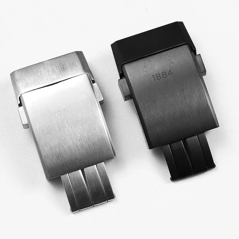 20mm Silver Black Solid Stainless Steel Deployment Clasp for Breitling Watchband Matt Frosted Metal Buckle (Color : Matt Silver, Size : 20mm)