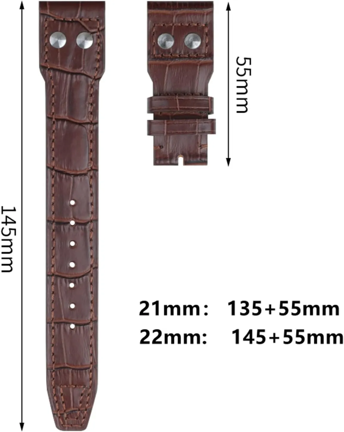 21mm 22mm Italy Cowhide Genuine Soft Leather Watchband For IWC Pilot Mark 18 Soft Brown Watch Strap Folding Clasp