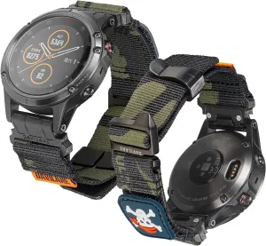 22mm Tactical Nylon Strap for Garmin, Military Quick Fit Swappable Patches & G-Hook for Fenix/Epix/MARQ/Instinct Series (47mm)