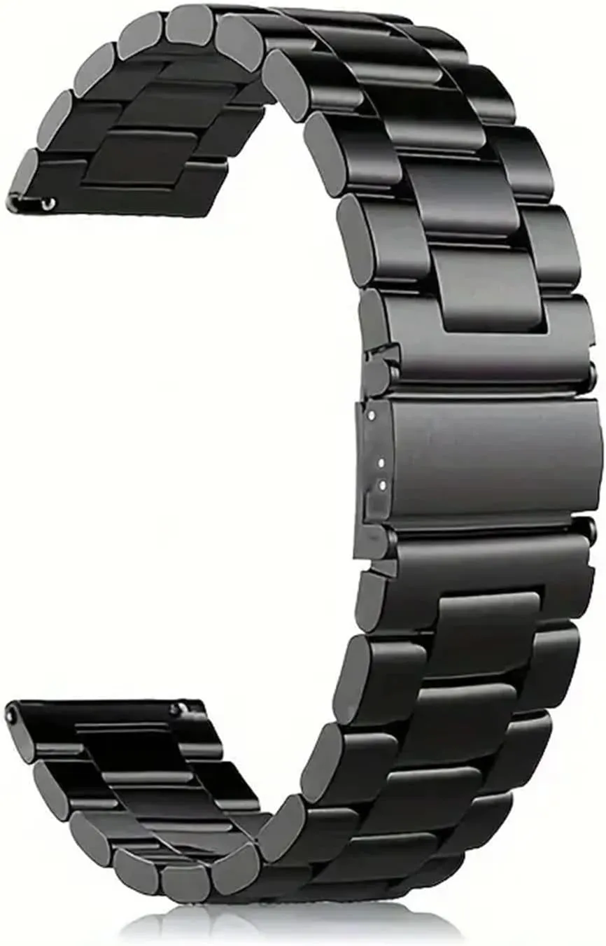 22mm Width Quick Release Full Stainless Steel Watchband Wristwatch Universal Flat Head Watch Strap Accessories