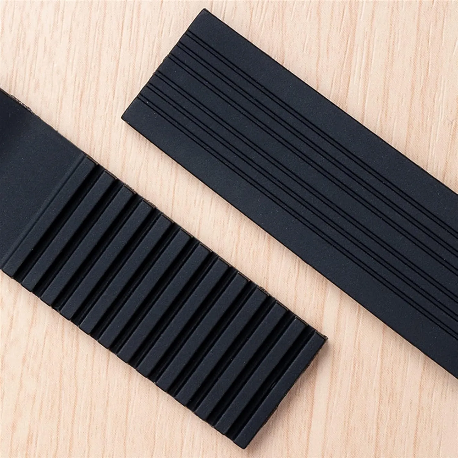 22x20mm Diver and Marine Waterproof Soft Silicone Rubber Watchband Wrist Watch Band Belt for Ulysse Nardin Strap Folding Buckle (Color : Black blk Link, Size : 22MM)