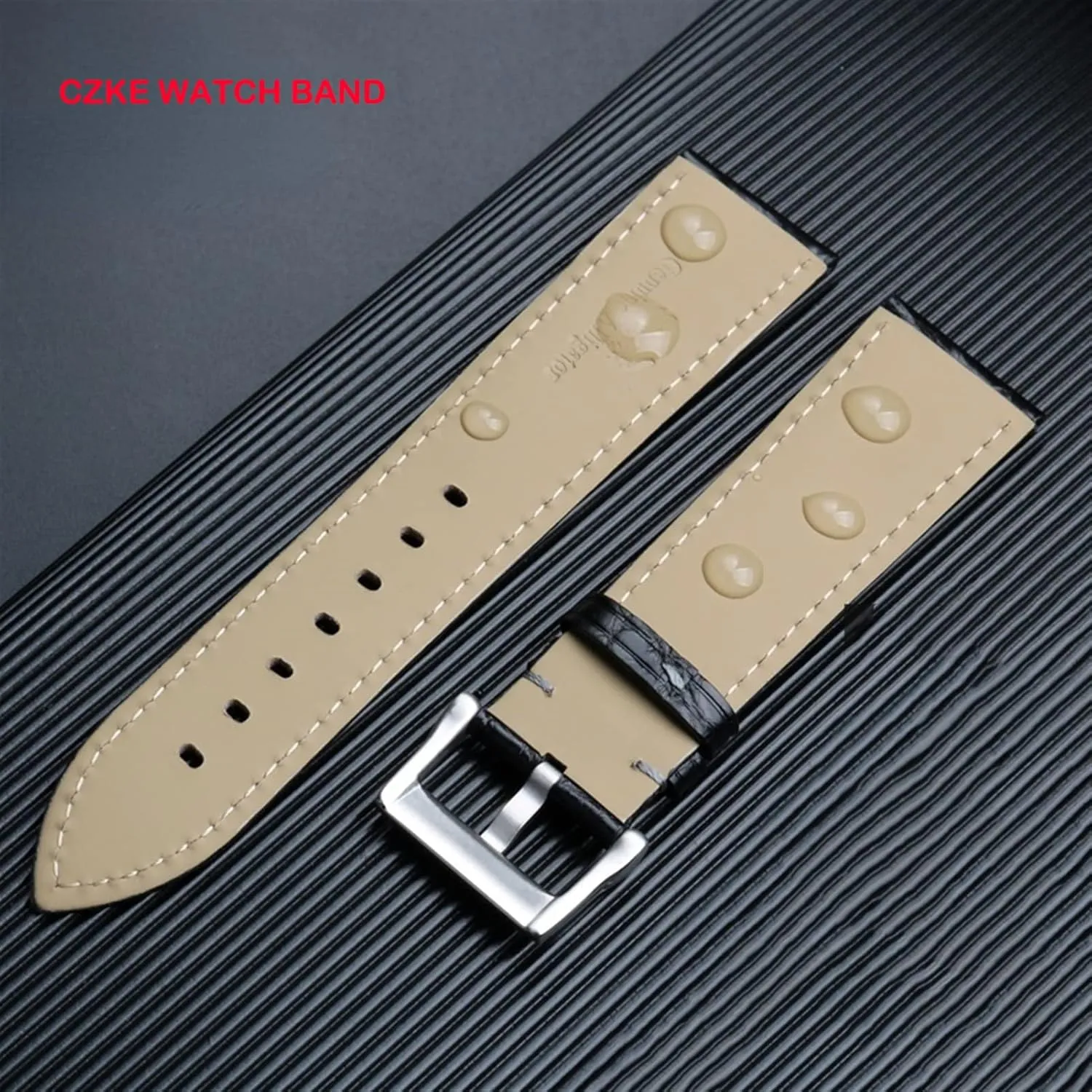 23mm Crocodile Watch Strap Watchband for Blancpain 5000 5015 Fathoms Watch Black Blue Soft Strap Folding Buckle (Color : Dark Blue-Folding, Size : 23mm)