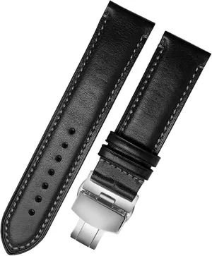 23mm Genuine Leather Watch Band with Folding Buckle for Citizen AT8020 JY8078 Wristband Strap