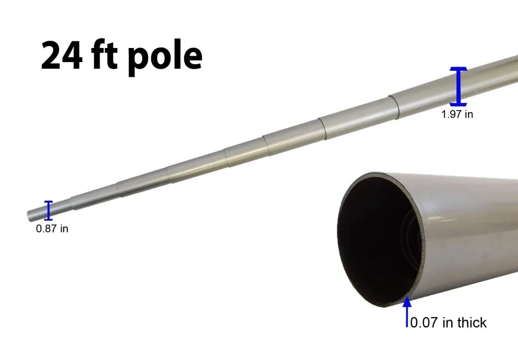 24ft Fiberglass Telescoping Flag Pole & Ground Spike Kit