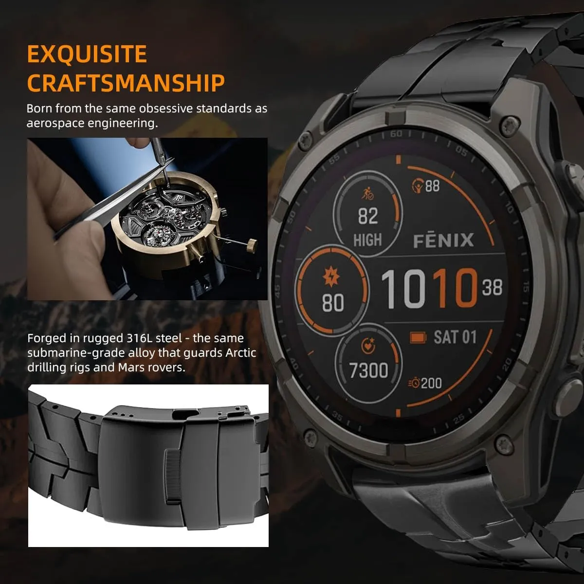 26mm Mecha Steel Bands Compatible for Garmin Fenix 8 51mm/7X/6X/5X Plus Band,Quick Fit Rugged Utra Metal Strap with Folding Clasp for Fenix 3/3 HR/Tactix/Epix Pro2 51mm/Instinct 3-50mm/Instinct 2X Men