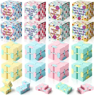 28 Set Valentines Day Gifts Bulk,Anxiety Relief Cubes with Valentines Gift Boxes Hand Held Magic Sensory Stress Cube Valentines Party Favors for Exchange Gifts Prizes Award