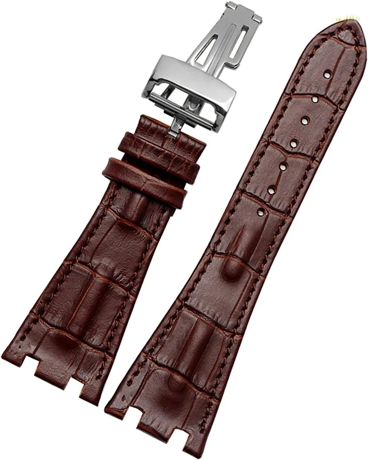 28mm Crocodile Leather Watchband For AP 15703 26470SO Royal Oak Offshore Men Sports Watch Strap with Folding Buckle