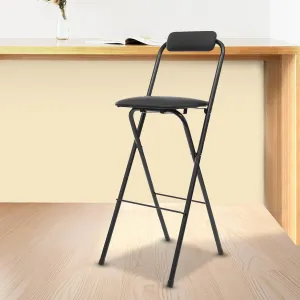 29" Tall Chair,Cushioned Padded Folding Bar Stool,Bar Stool,Portable Folding Stool, Load Capacity 275lbs, for Kitchen Living Room Garden Camping Fishing, Black