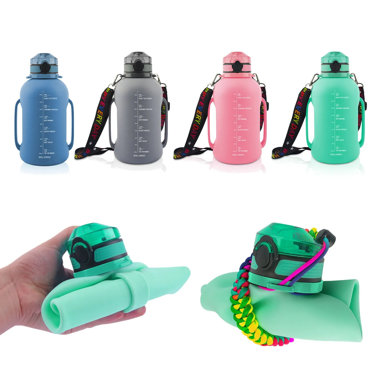 2L Collapsible Motivational Water Bottle
