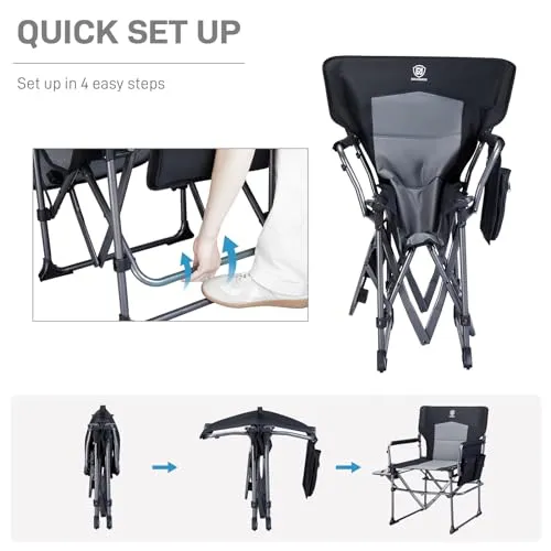 2pcs Camping Directors' Chair with Side Table,Portable Folding with Compact Size