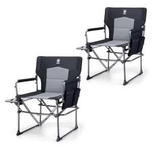 2pcs Camping Directors' Chair with Side Table,Portable Folding with Compact Size