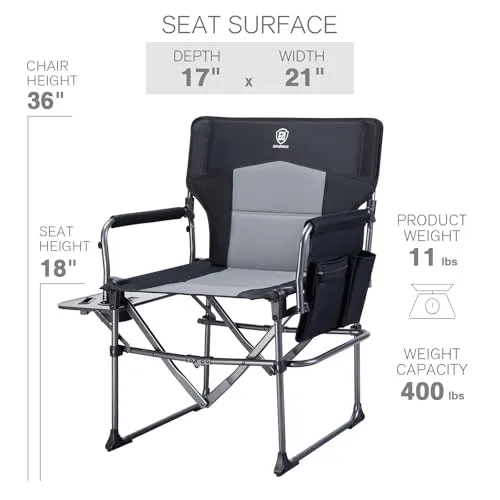 2pcs Camping Directors' Chair with Side Table,Portable Folding with Compact Size