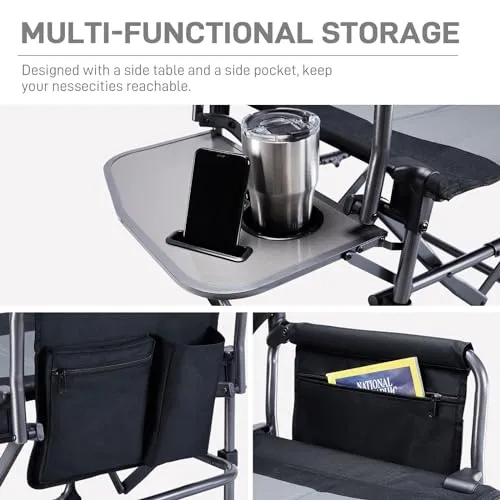 2pcs Camping Directors' Chair with Side Table,Portable Folding with Compact Size