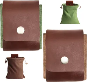 2PCS Foraging Bag Foraging Pouch Basket Leather Tool Belt Pouch Tactical Waxed Canvas Multi-Purpose Mushroom Pouch Portable Collapsible Bag Waterproof Bushcraft Bag for Camping