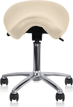 2xhome Ergonomic Saddle Stool | Backless Rolling Office Task Chair with Adjustable Height and Tilt | PU Leather, Foam Padded Seat for Drafting, Medical, Dental Use, Beige