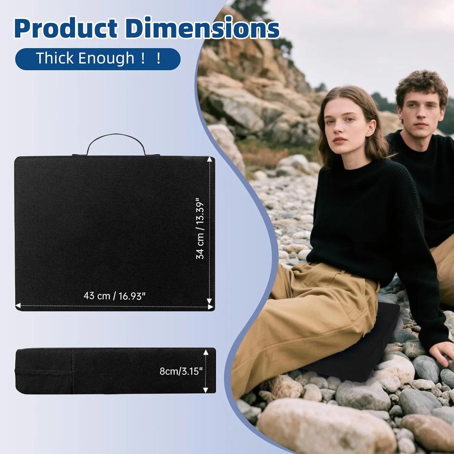 3.15" Thick Stadium Seats for Bleachers Waterproof Portable Bleacher Chairs, Padded Stadium Chair for Adults at Sports Events and Concert, Portable Outdoor Seat Mat