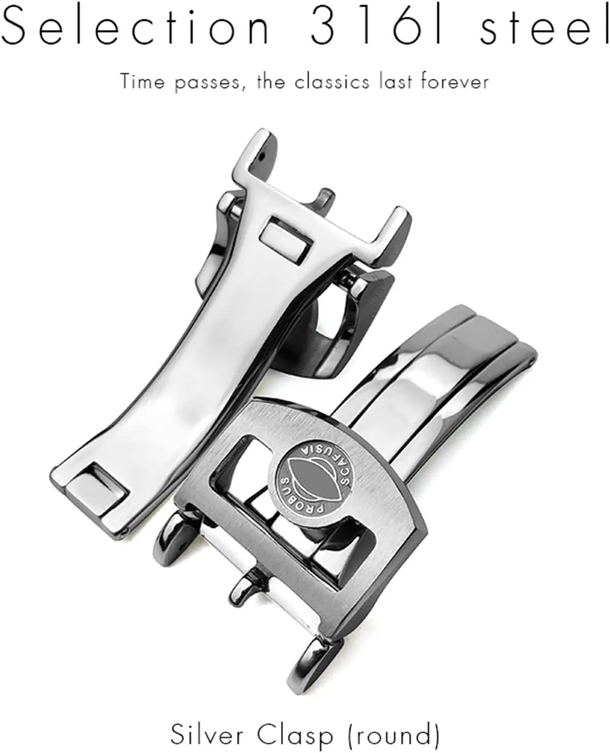 316L Stainless Steel Buckle For IWC Pilot Mark Portugieser Rose Gold Rubber Leather Watchband Folding Clasp