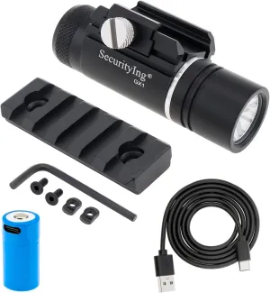 320LM Rail Mounted Compact Pistol Light, Waterproof Mini Tactical Gun Flashlight Weapon Light Handgun Torch for Picatinny MIL-STD-1913 (1PC, with Rechargeable Battery   Rail Mount)