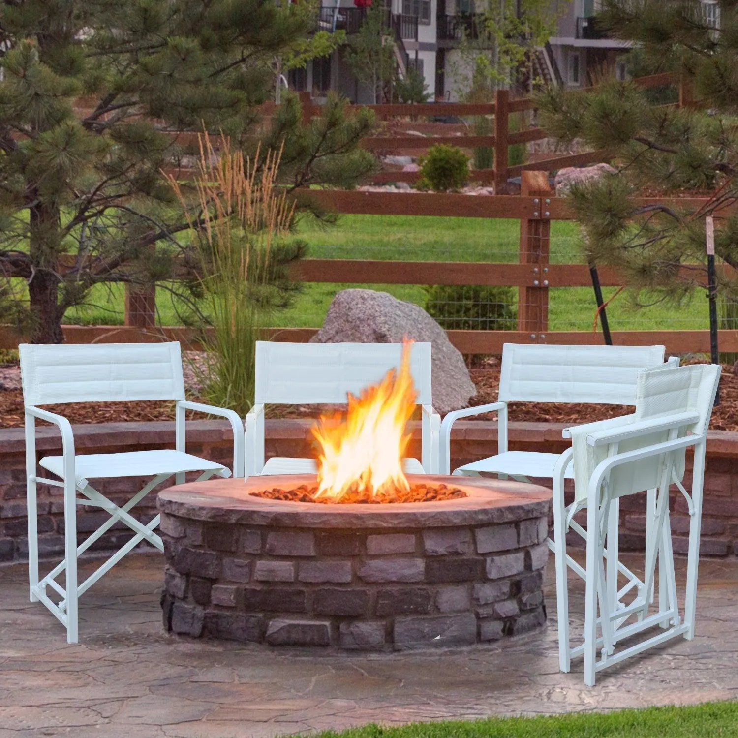 34(H) inch Outdoor Camping Chairs, Portable Patio Director's Chairs with Folding Aluminum Frame