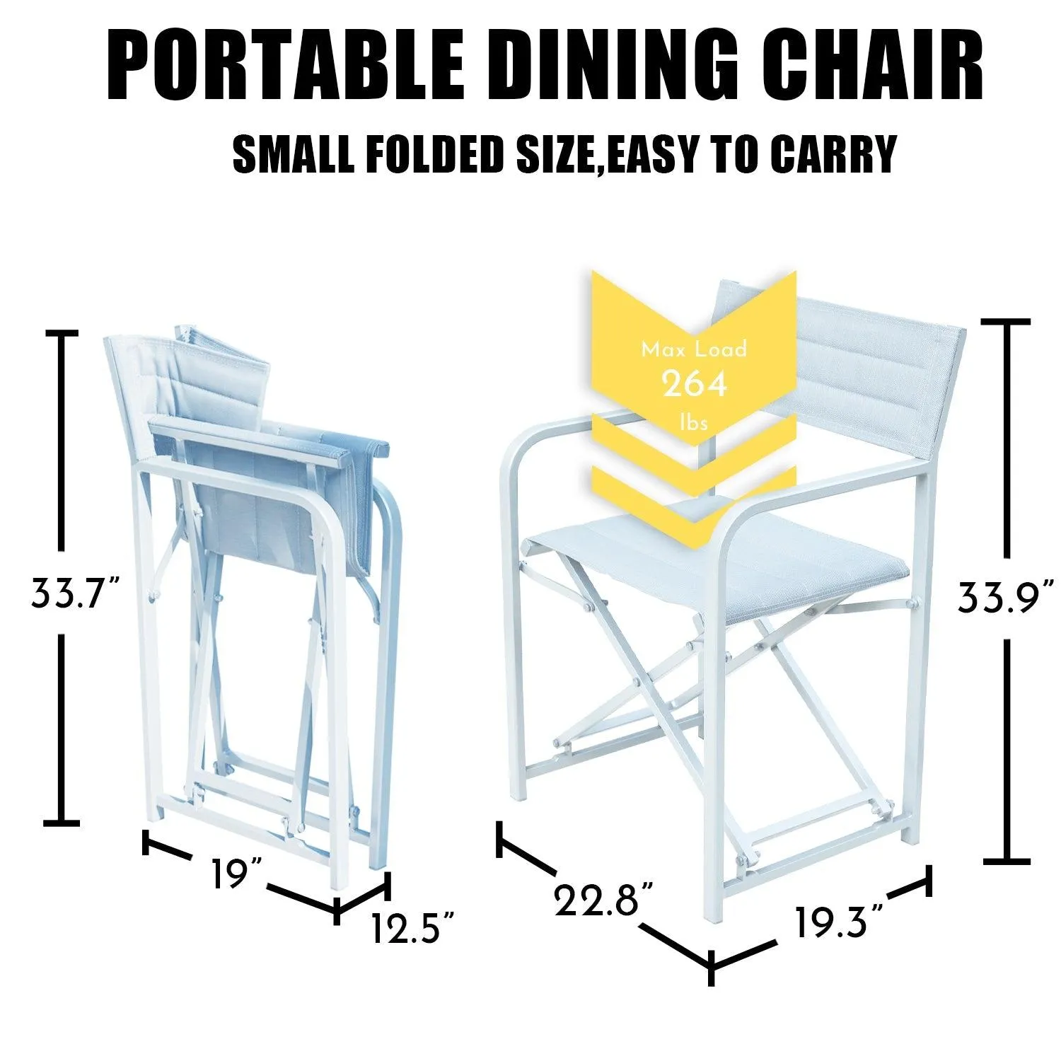 34(H) inch Outdoor Camping Chairs, Portable Patio Director's Chairs with Folding Aluminum Frame