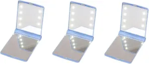 3pcs Portable Led Lighted Makeup Mirror Compact Folding Cosmetic Tool for Travel Lightweight Handheld Vanity Accessory for Daily Use Go