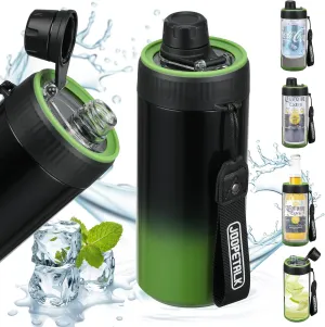 4-in-1 Universal Can Cooler Fits 12 Oz Standard, Slim Cans and Bottles   100% Leak Proof Water Bottle with Lid | Insulated for Beer, Soda, and Energy Drinks, Dishwasher Safe