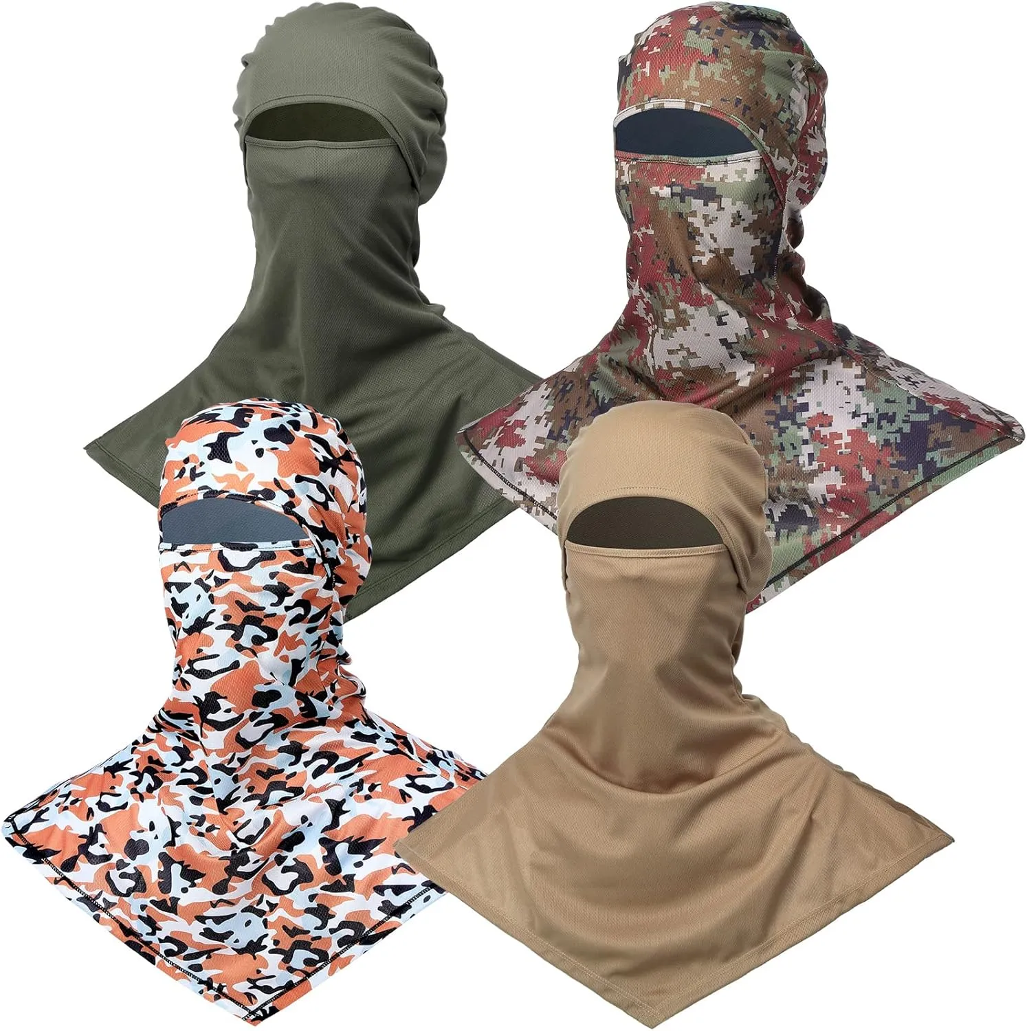 4 Piece Balaclava Face Covering Summer Balaclava Sun Protection Long Neck Cover for Men Women